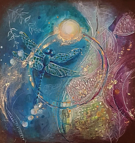 'Solar Ascent', Original Acrylic Painting on Medium Canvas