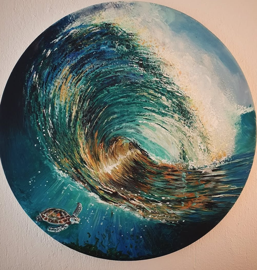 'Wavelength', Original Acrylic Painting on Round Board