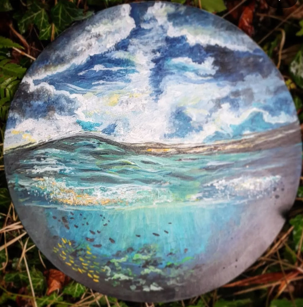 'The Deep' , Original Acrylic Painting on Round Board
