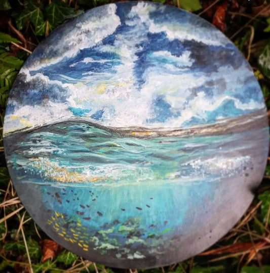 'The Deep' , Original Acrylic Painting on Round Board